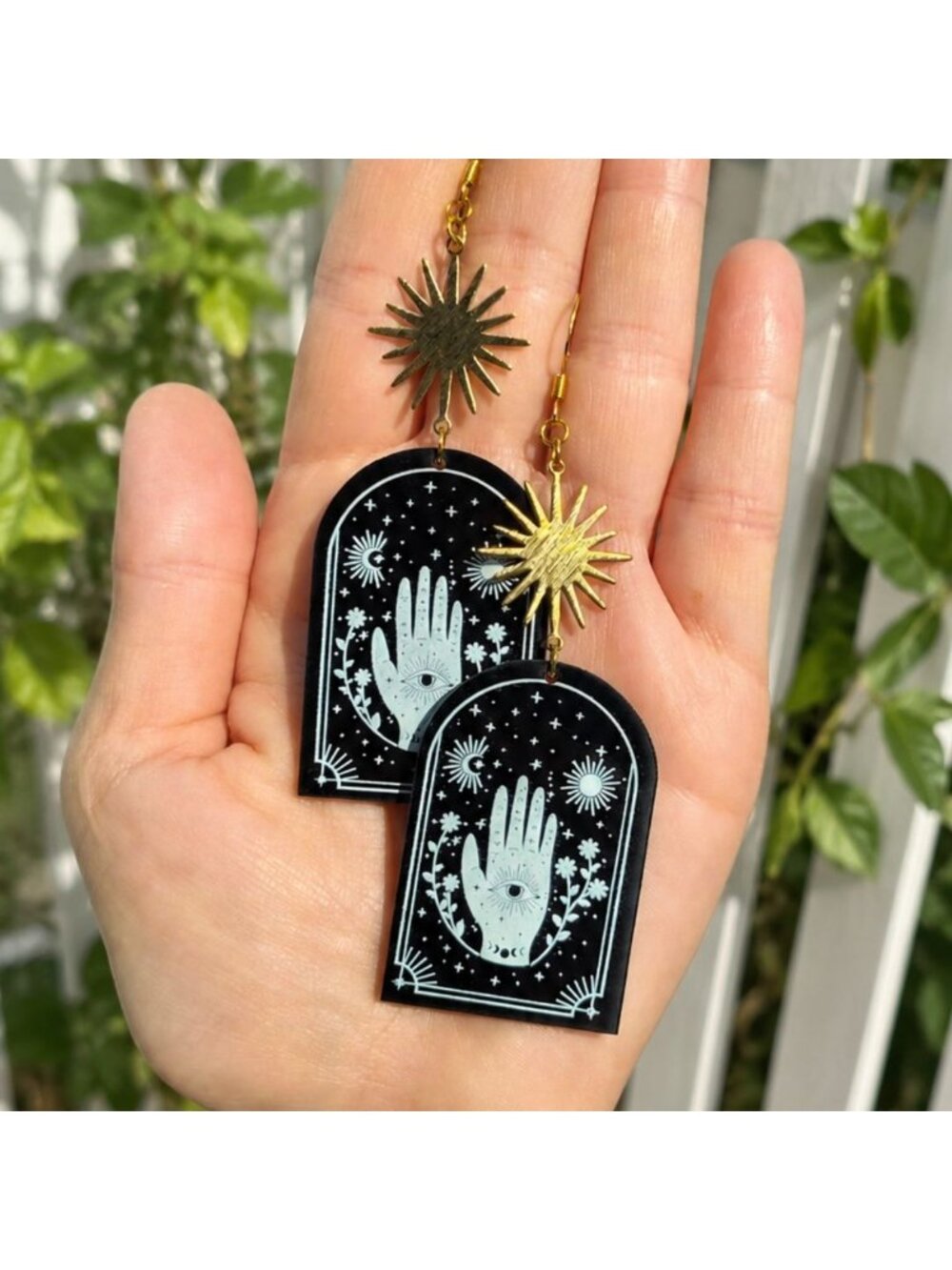 Mystical Hand Earrings Celestial Earrings Acrylic Statement Earrings Witchy